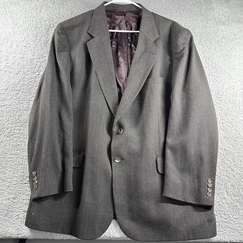 Savile Row Blazer Suit Jacket Mens 46R 100% Wool Dark Brown Silk Liner